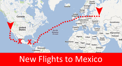 new-flights-mexico flight map from russia and the united states to mexico