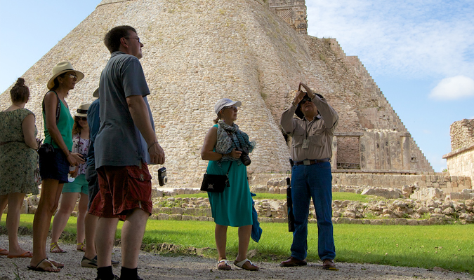 Local guide at Mayan ruins Yucatan