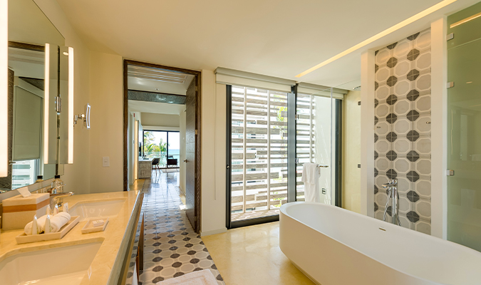 Andaz Mayakoba beach front suite bathroom