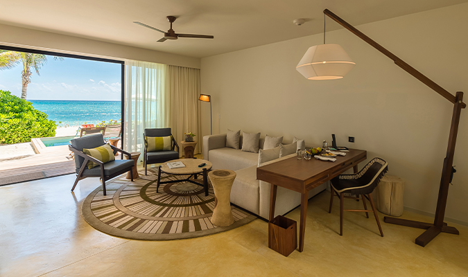 Andaz Mayakoba beach front suite living