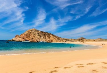 The golden sands of Santa Maria beach in Los Cabos