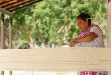 Hammocks artisan's home workshop in Tixkokob