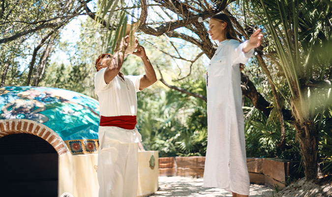 Temazcal ceremony with shaman at Chable Maroma