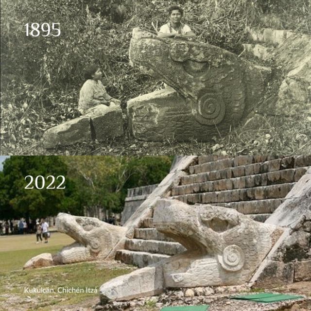 Let's journey back to the past, where we'll find ourselves face-to-face with the legendary head of Kukulcán. It rests at the foot of the staircase of the pyramid known as 'El Castillo', nestled within the archaeological wonder of Chichén Itzá. 🐉

It's pretty cool, you know, seeing history like this and feeling like we're still connected to it after all these years. 

#mexico #mexicotravel #history #archeology #chichenitza #kukulcan #luxurytravel #travelgram #instatravel #tbt