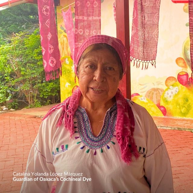 In March, we celebrate Women’s History Month and International Women’s Day, honoring women's remarkable achievements worldwide. 👩🏾✨

Throughout the month, we'll be spotlighting incredible Mexican women, like Catalina López, Guardian of Oaxaca's Cochineal Dye. She preserves the ancient art of cochineal dyeing, a tradition deeply rooted in Mexico's heritage. Through her Nocheztlicalli Museum, she shares her expertise and hosts workshops to pass on her knowledge of cochineal cultivation. Her dedication is so impressive that she was crowned Living Human Treasure in 2023 by Oaxaca's Secretary of Cultures and Arts. Talk about a true legend! 

#mexico #womenshistorymonth #women #changemankers #womensday #heritage #culture #oaxaca #art